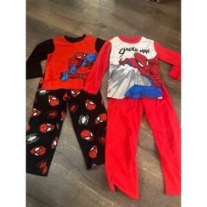 Kids Spiderman Pajama Set Size 6 Flame Resistant Long Sleeve Red Black
